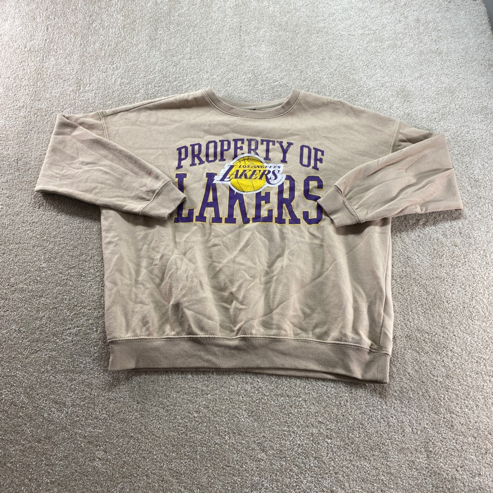 Ultra Game NBA Los Angeles Lakers Sweatshirt‎ Mens M Tan Property Of Lakers Crew